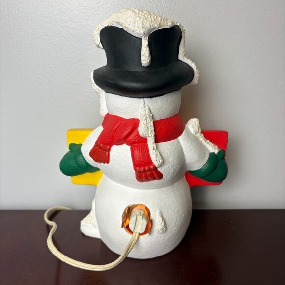 Vintage Ceramic Snowman Lights Up 8” Winter Christmas Decor Lamp Electric - Picture 6 of 11